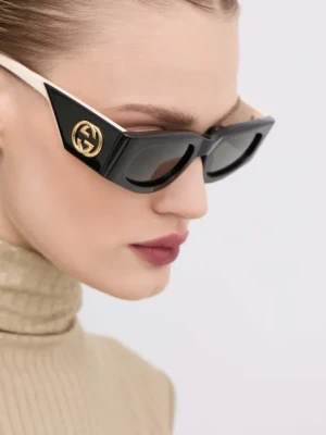 Gucci okulary przeciwsłoneczne damskie kolor czarny GG1664S