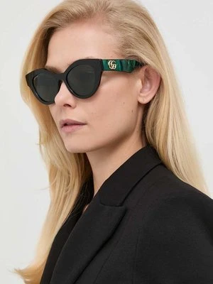 Gucci okulary przeciwsłoneczne damskie kolor zielony