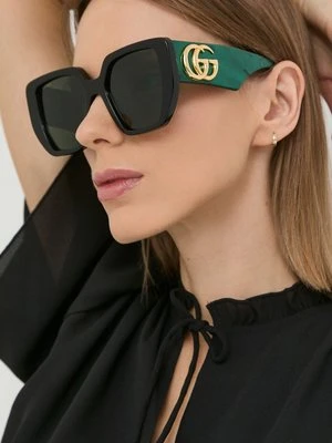 Gucci okulary przeciwsłoneczne damskie kolor zielony GG0956S