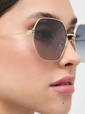 Gucci okulary przeciwsłoneczne damskie kolor złoty GG1285SA