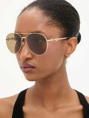 Gucci okulary przeciwsłoneczne damskie kolor złoty GG1698S