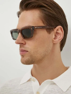 Gucci okulary przeciwsłoneczne męskie kolor brązowy