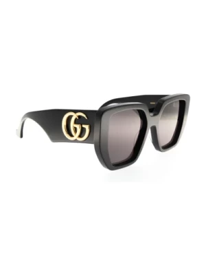 Gucci, Rectangular-Frame Okulary PrzeciwsÅ‚oneczne Black, female,