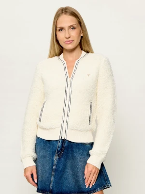 GUESS ACTIVE Polarowa kurtka bomber Emma | Regular Fit | z dodatkiem wełny biały