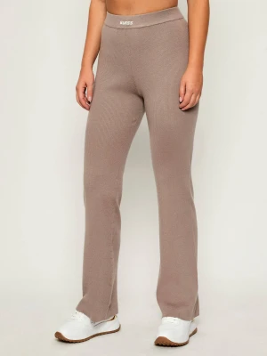 GUESS ACTIVE Spodnie dzianinowe FLAMINIA | flare fit | z dodatkiem wełny beżowy