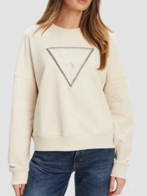 GUESS Beżowa damska bluza z cyrkoniami Rachele, Rozmiar L