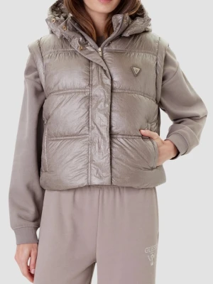 GUESS Beżowa damska kamizelka Padded Vest, Rozmiar L