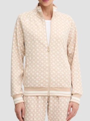 GUESS Beżowa rozpinana damska bluza w monogram Aggie, Rozmiar XS