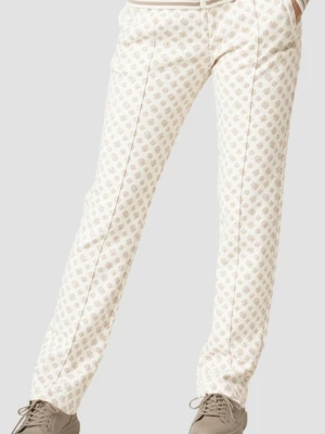 GUESS Beżowe spodnie damskie z monogramem, Rozmiar XS