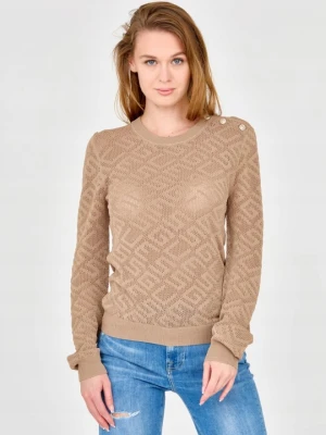 GUESS Beżowy damski sweterek dzianinowy, Rozmiar M