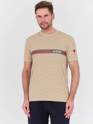 GUESS Beżowy męski t-shirt Jamey, Rozmiar M