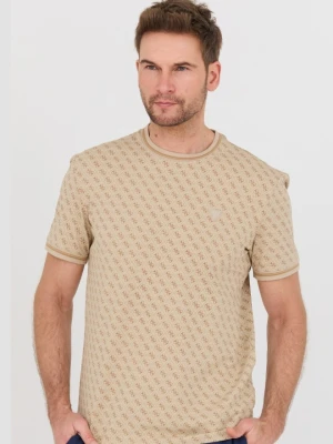 GUESS Beżowy męski t-shirt Marshall, Rozmiar L