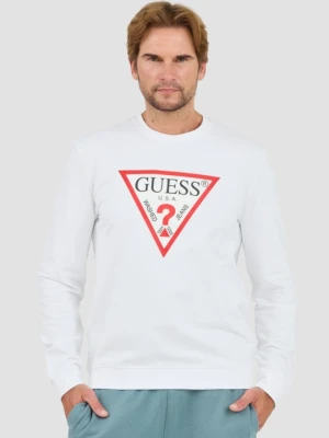 GUESS Biała męska bluza Audley Cn Fleece, Rozmiar L
