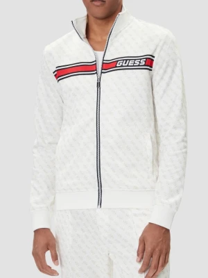 GUESS Biała rozpinana męska bluza w monogram Korbin, Rozmiar L