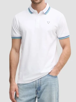 GUESS Białe męskie polo Pique