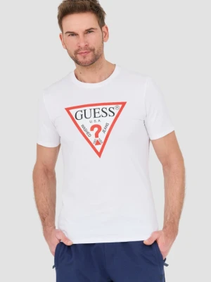 GUESS Biały męski t-shirt Original Logo Tee, Rozmiar XL