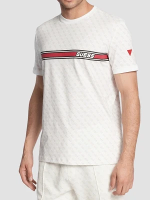 GUESS Biały męski t-shirt w monogram James, Rozmiar S