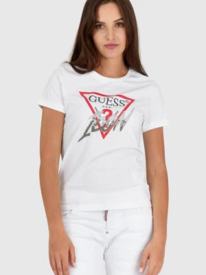 GUESS Biały t-shirt damski icon
