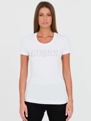 GUESS Biały t-shirt Stones Logo Tee