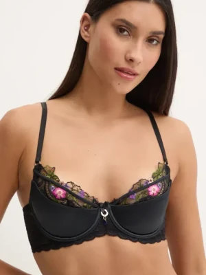 Zdjęcie produktu Guess biustonosz RACHEL kolor czarny koronkowy wzorzysty O4BC08.KCG30