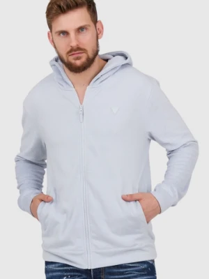 GUESS Błękitna bluza męska z kapturem z frotte, Rozmiar XL