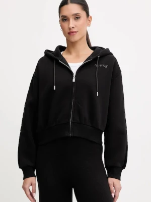 Guess bluza AELIA damska kolor czarny z kapturem gładka V5BQ11 KB681