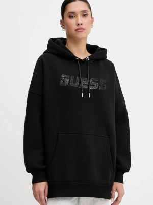 Guess bluza AELIA damska kolor czarny z kapturem z aplikacją V5BQ12 KB681