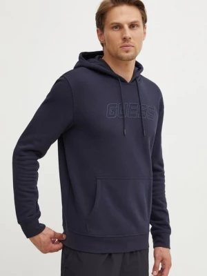Guess bluza ALDWIN męska kolor granatowy z kapturem z aplikacją Z4YQ12 KAIJ1