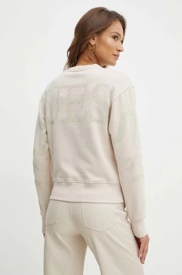 Guess bluza bawełniana damska kolor beżowy z aplikacją W4YQ17 KC8I0