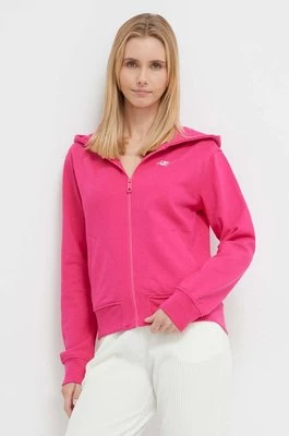 Guess bluza bawełniana ELEANORA damska kolor różowy z kapturem z aplikacją V4RQ04 KC5O0