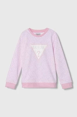 Guess bluza bawełniana dziecięca kolor różowy wzorzysta