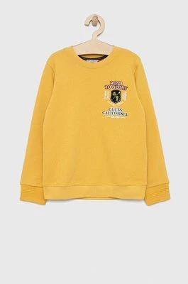 Guess bluza bawełniana dziecięca kolor żółty z aplikacją