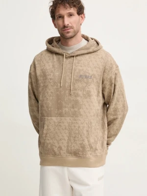 Guess bluza bawełniana GOTAM męska kolor beżowy z kapturem wzorzysta Z5RQ16 K9YI1