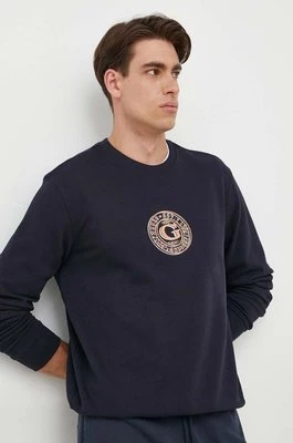 Guess bluza bawełniana męska kolor granatowy z aplikacją