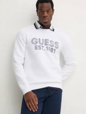 Guess bluza BEAU męska kolor biały z nadrukiem M4YQ08 K9Z21