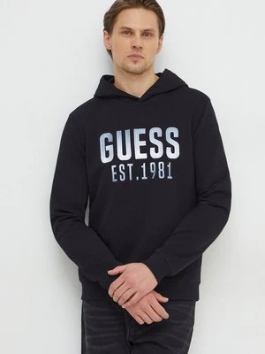 Zdjęcie produktu Guess bluza BEAU męska kolor czarny z kapturem z aplikacją M4RQ36 KBK32