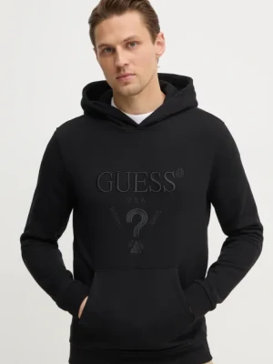 Guess bluza BEAU męska kolor czarny z kapturem z aplikacją M5RQ36 KCN01