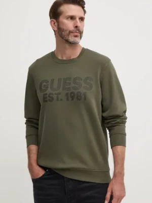 Guess bluza BEAU męska kolor zielony z nadrukiem M4YQ08 K9Z21