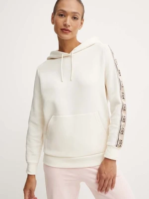 Guess bluza CARLA damska kolor beżowy z kapturem z aplikacją V4YQ11 KB3P2