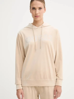 Guess bluza COUTURE damska kolor beżowy z kapturem z aplikacją V4RQ25 K0232