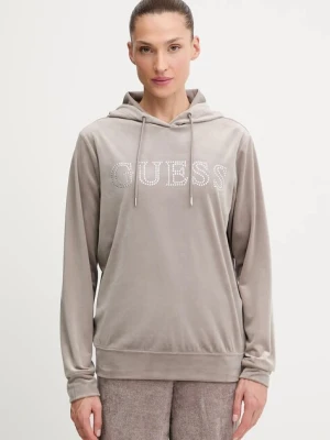 Guess bluza COUTURE damska kolor beżowy z kapturem z aplikacją V4RQ25 K0232