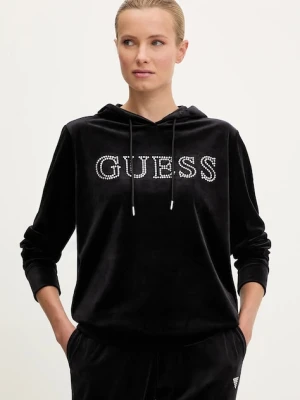 Guess bluza COUTURE damska kolor czarny z kapturem z aplikacją V4RQ25 K0232