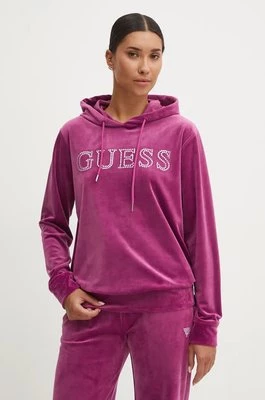 Guess bluza COUTURE damska kolor fioletowy z kapturem V4RQ25 KBXI2