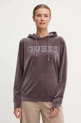 Guess bluza COUTURE damska kolor fioletowy z kapturem V4RQ25 KBXI2