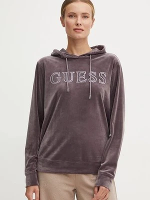 Guess bluza COUTURE damska kolor fioletowy z kapturem V4RQ25 KBXI2