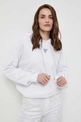 Guess bluza damska kolor biały z kapturem gładka W4GQ12 KBK32