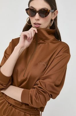 Guess bluza damska kolor brązowy gładka