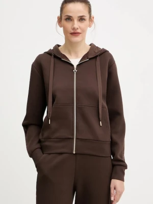 Guess bluza damska kolor brązowy z kapturem z aplikacją W5YQ05 KBYE2