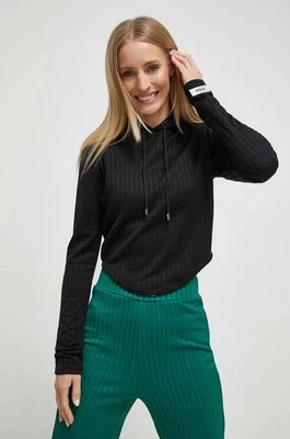 Guess bluza ANNEKA damska kolor czarny z kapturem gładka V4RQ03 KC2U2