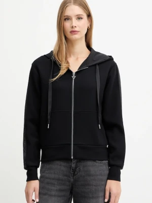 Guess bluza damska kolor czarny z kapturem z aplikacją W5YQ05 KBYE2